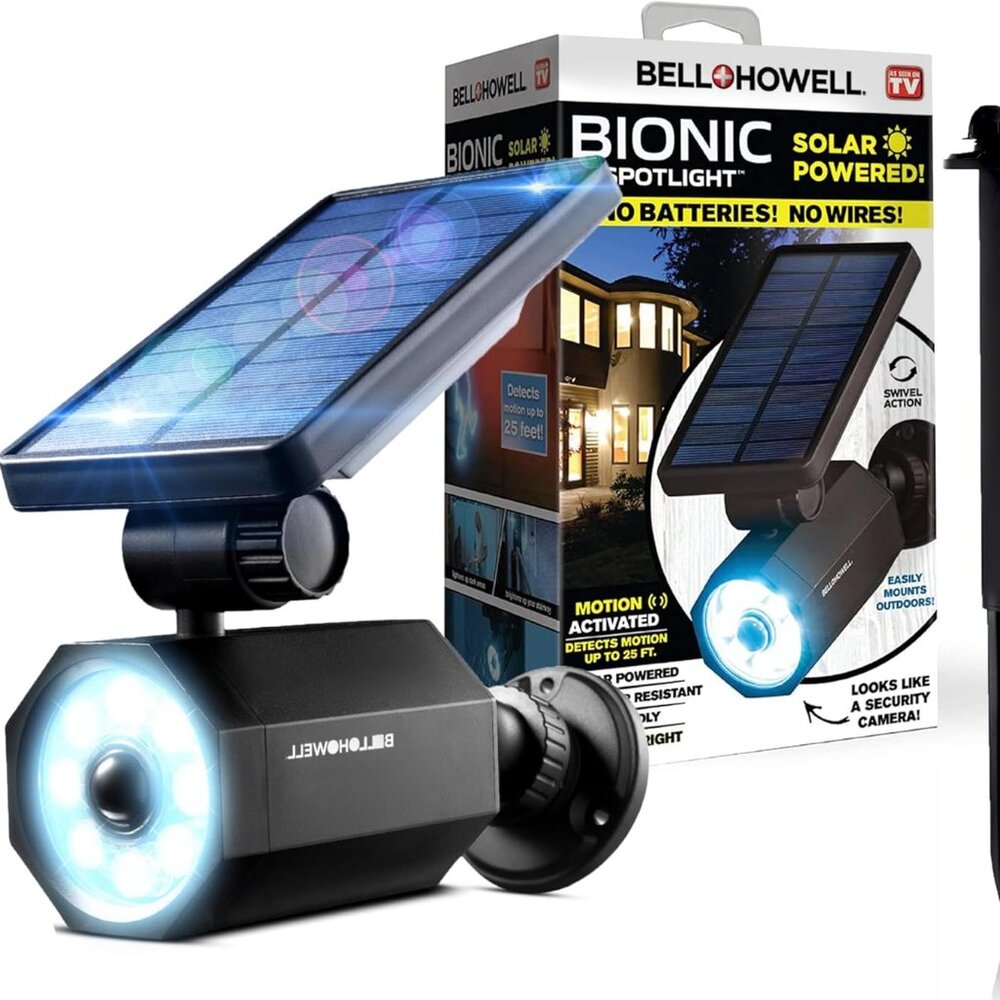 Bell+Howell Bionic Spotlight Motion Solar Spot Lights Outdoor Waterproof, Landsc
